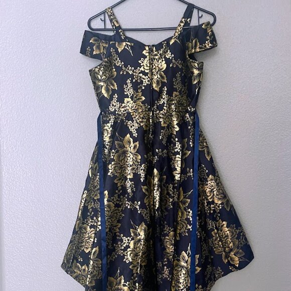 Girls Floral Mikado Cold-Shoulder Dress 7 - Picture 3 of 4